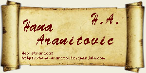 Hana Aranitović vizit kartica